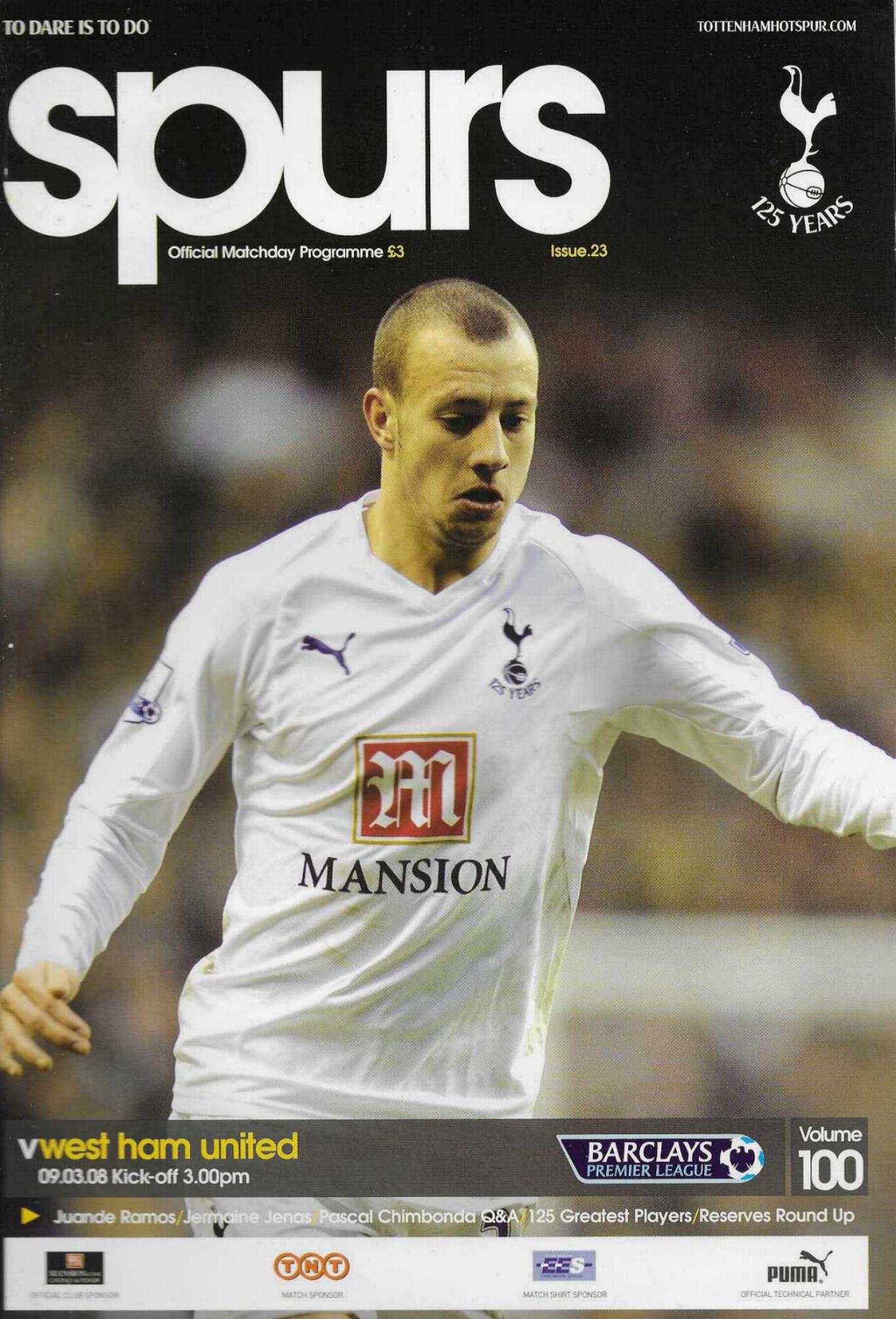 TOTTENHAM HOTSPUR v WEST HAM 2007/08